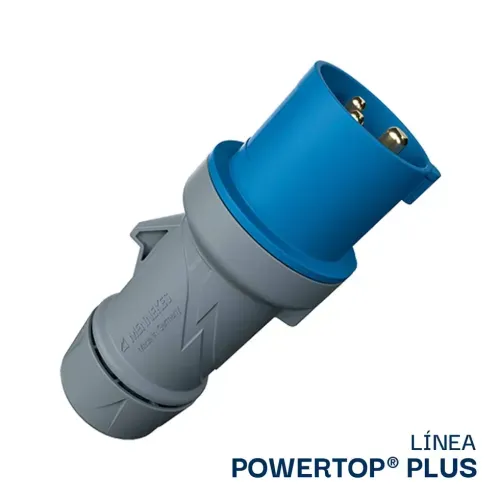ENCHUFE 16AMP 2P+T 250V AZUL 6H IP44 POWERTOP PLUS (2 CUERPOS)