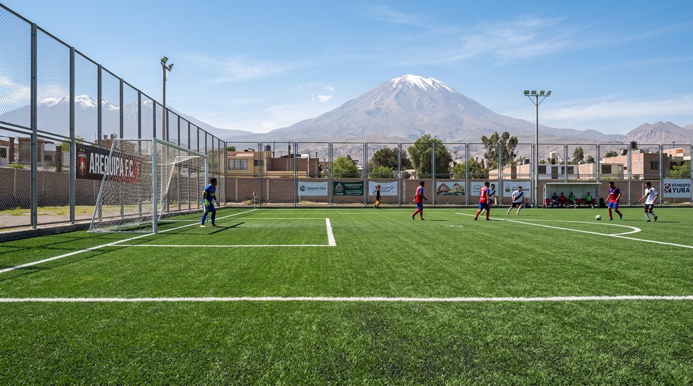 Estadio y Cancha Reglamentaria de Fútbol 11 instalada en Arequipa Cerro Colorado por SISSA