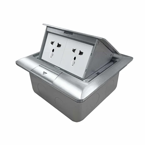 Caja de Piso 4 Módulos Soft Open Gris con 2 Tomacorrientes Universales ONESTO