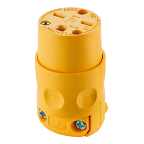Conector Aéreo Leviton 15A 250V con Línea a Tierra PVC Amarillo