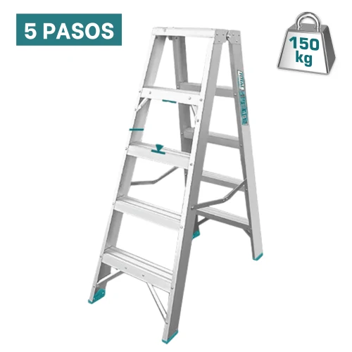 Escalera Tijera Doble Acceso 5 Peldaños Soporta 150KG