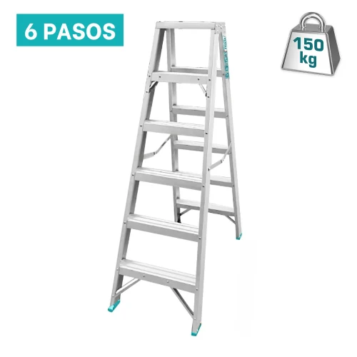 Escalera Tijera Doble Acceso 6 Peldaños Soporta 150KG