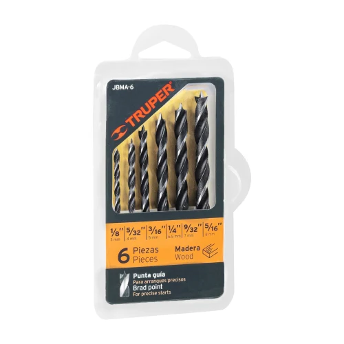 Juego de 6 Brocas con Punta Centradora para Madera