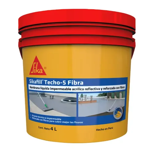 MEMBRANA LÍQUIDA ELÁSTICA PARA IMPERMEABILIZAR TECHOS Y TERRAZAS SIKAFILL TECHO-5 FIBRA X 4L