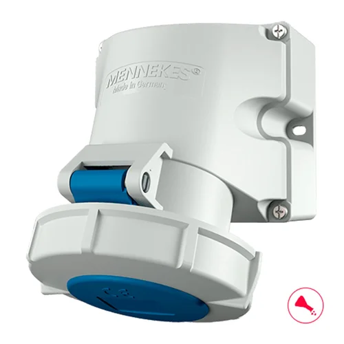 Tomacorriente Adosable Pared Mennekes 32A 3P+T 250V IP67 Azul