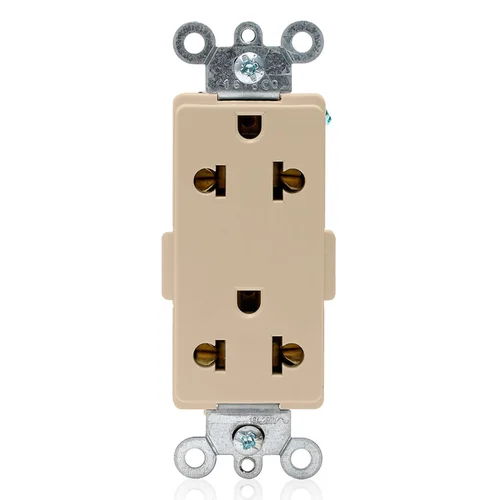 Tomacorriente Doble Empotrable Decora Universal Leviton 15A/16A 250V Marfil