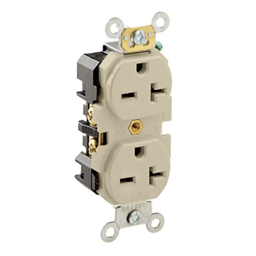 Tomacorriente Doble Industrial Leviton 20A 250V NEMA 6-20R Marfil