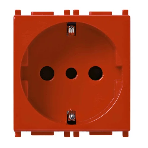 Tomacorriente Schuko 2P+T 16A 250V Rojo Línea Plana SISSA
