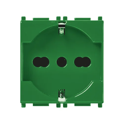 Tomacorriente Schuko 2P+T 16A 250V Verde Antibacteriano Línea Plana SISSA