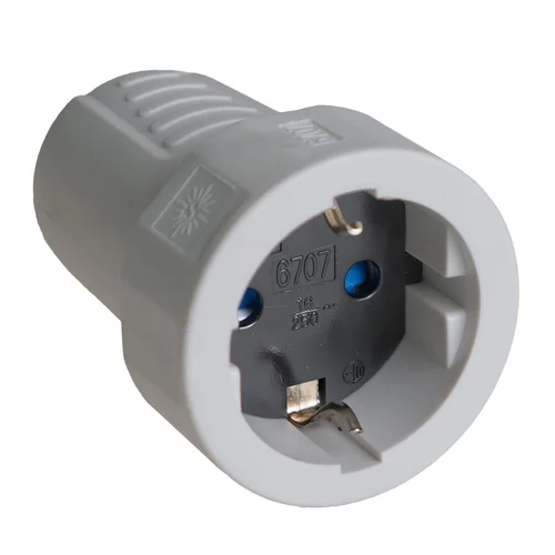 Tomacorriente Schuko Aéreo de Goma Gris 2P+T 10A 250V Solera