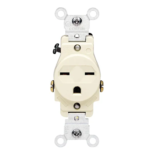Tomacorriente Simple Comercial con Línea a Tierra 15A 250V Leviton